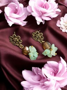 Square Agate With Chip Earings 