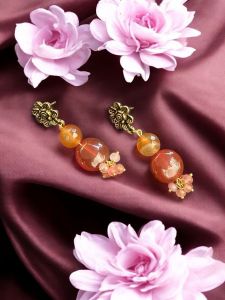 agate round coin earings 
