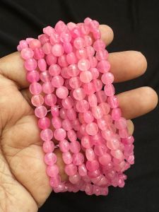 Coin shaped 6mm Jade Beads, Pink