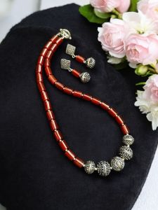 Onyx Beads With German Silver Spacers