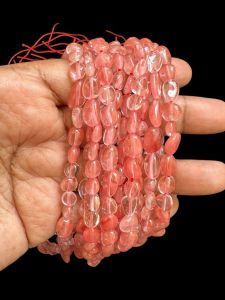 Natural Gemstone Beads, Small Tumbles, 4 to 6mm, Strawberry Quartz