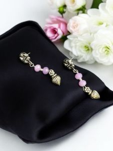 Crystal Earings With Kohlapuri Charms (Lavander)
