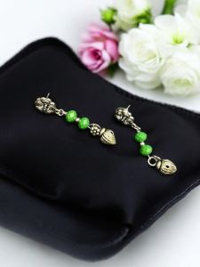 Crystal Earings With Kohlapuri Charms (Green)