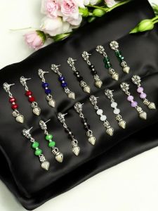 Crystal Earings With Kohlapuri Charms Pack Of 16