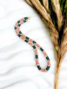 Agate Loreal Necklace : Pink & Peacock Blue