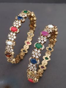 Matt finish Navratna Laxmi Bangles, 2.8 ,Pack of 2 