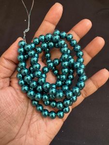 8mm Glass Pearls (GOOD SHINE), Peacock Blue