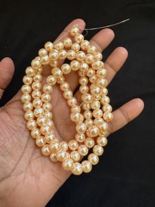 8mm Glass Pearls (GOOD SHINE), Light Gold