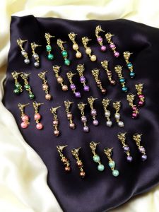 Crystal Earings With Kohlapuri Charms Pack Of 16