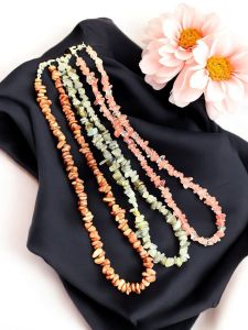 Natural Gemstone Chip Necklace, Sandstone, Labradorite, Strawberry quartz , Pack Of 3