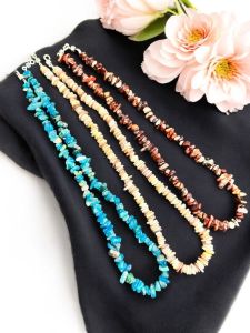 Natural Gemstone Chip Necklace, Apatite, Mother Of Pearl, Red Jasper , Pack Of 3