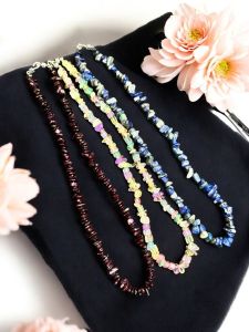 Natural Gemstone Chip Necklace,Garnet, Crackle Quartz, Lapiz , Pack Of 3