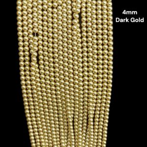 A+ Swarovski Replica Pearls(Bright Gold ), Round, 4mm