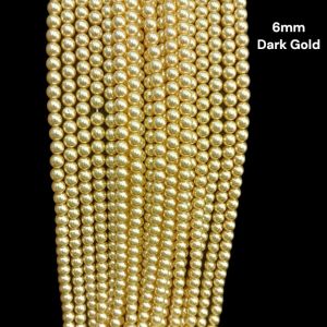  Swarovski Replica Pearls(good shine), Round, Bright Gold , 6mm