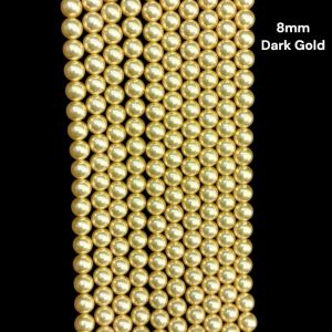 A+ Swarovski Replica Pearls (Good Shine), Bright Gold, 8mm