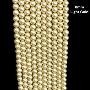 A+ Swarovski Replica Pearls (Good Shine),Gold, 8mm