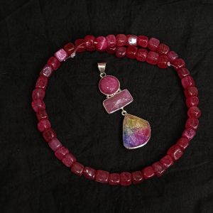 Combo OF Gemstone Pendant With Agate Beads multicolour