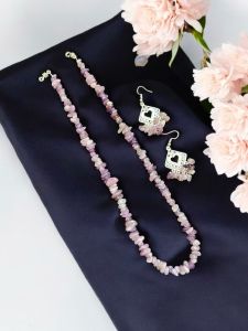 Gemstone chip necklace Lepidolite