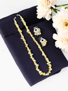 Gemstone chip necklace Dyed Quartz(Yellow)