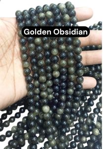 Natural Gemstone Beads, Golden Obsidian, 8 mm