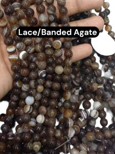 Natural Lace Agate Beads, 8mm, Brown And Black Shade