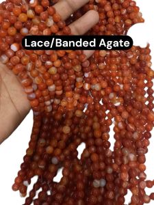 Natural Lace Agate Beads, 8mm, Brick (Red)