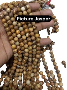 Natural Gemstone Beads, Picture Jasper, 8mm