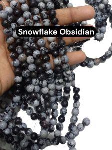 Natural Gemstone Beads, Snowflake Obsidian, 8mm