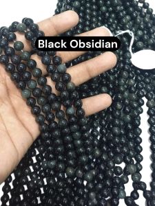 Natural Gemstone Beads, Black Obsidian, 8mm
