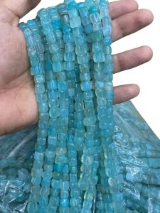 Natural Square Agate Beads, 8mm, light blue
