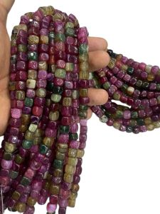 Natural Square Agate Beads, 8mm, Multicolor