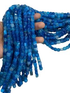 Natural Square Agate Beads, 8mm,Sky Blue (Double Shade)