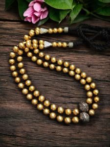 2 strand gold Brushed beads necklace with german silver spacers 