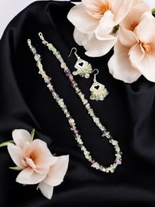 Gemstone  chip necklace Quartz Tourmaline