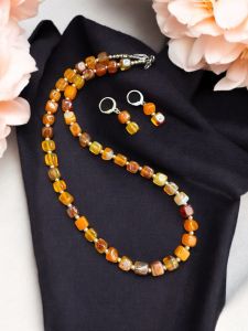 Onyx Plain Necklace Orange