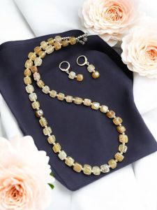 Onyx Plain Necklace Mustard Yellow Double Shade
