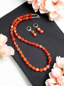 Onyx Plain Necklace Brick Orange     