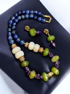 Agate Rondelle with Nakshi balls necklace