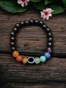 Balance & Protection Bracelet – 7 Chakra + Evil Eye