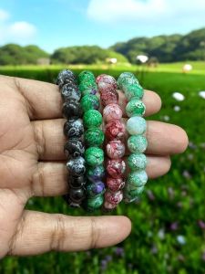 Printed Glass Bead Bracelets , Assorted,Pack of 4 pieces