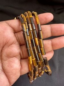Gemstone Pipe Beads, 4X9MM Tiger Eye