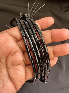 Gemstone Pipe Beads, 4X9mm Black Onyx