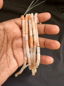 Gemstone Pipe Beads, 4X9mm Pink Aventurine