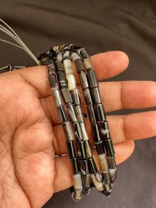 Gemstone Pipe Beads, 4X9mm Black Obsidian 