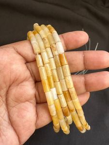 Gemstone Pipe Beads, 4X9mm Yellow Aventurine