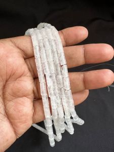 Gemstone Pipe Beads, 4X9mm Selenite