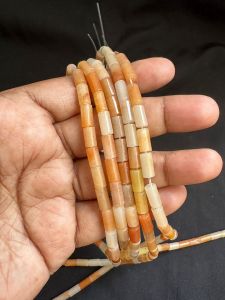 Gemstone Pipe Beads, 4X9mm Carnelian