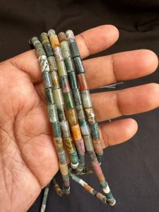 Gemstone Pipe Beads, 4X9mm Indian Agate
