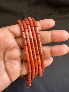 Gemstone Pipe Beads, 4X9mm Red Jasper
