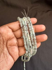 Gemstone Pipe Beads, 4X9mm Black Point Jade